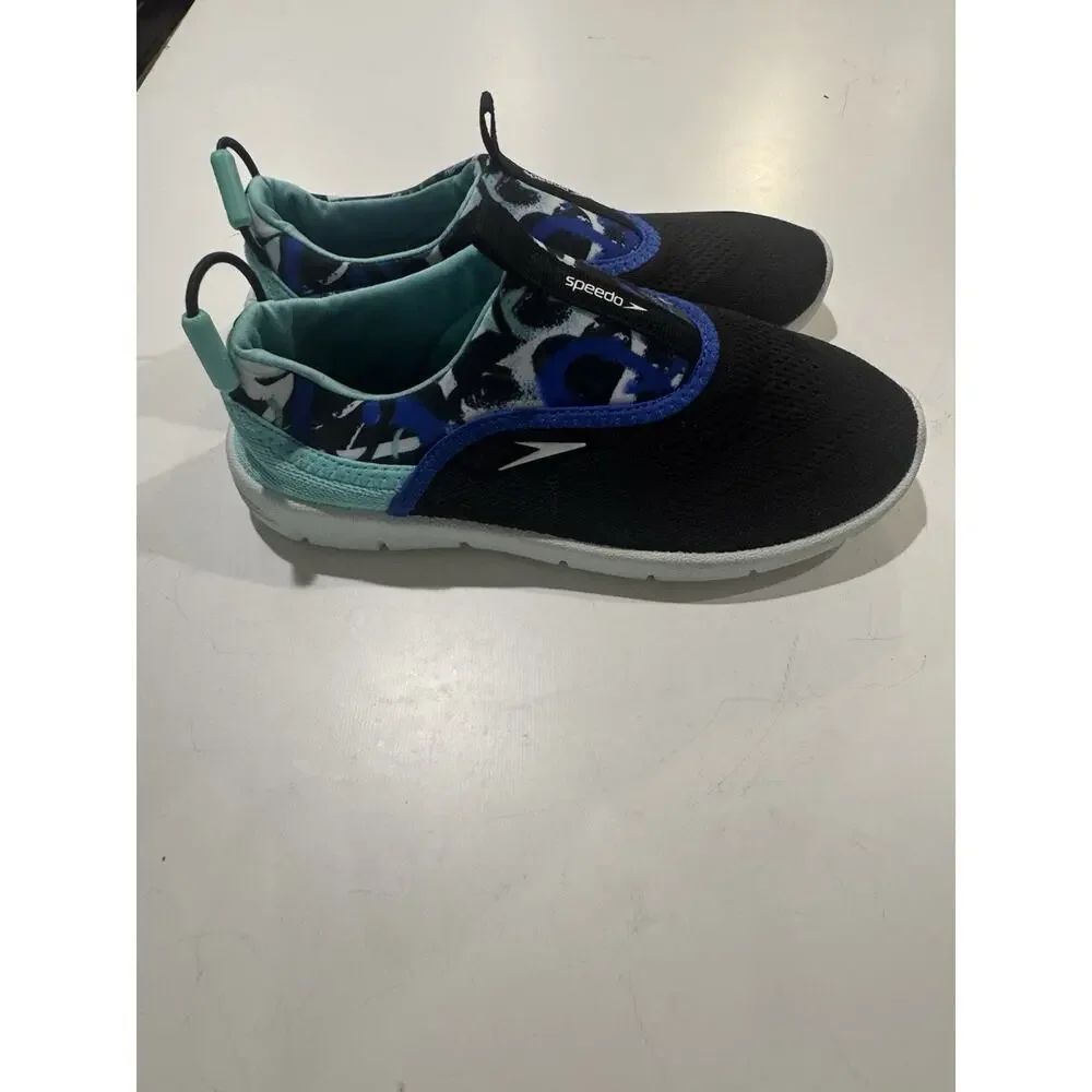 Speedo Surfwalker Water Shoes Kids Size 13 1 Black Blue Aqua Slip On